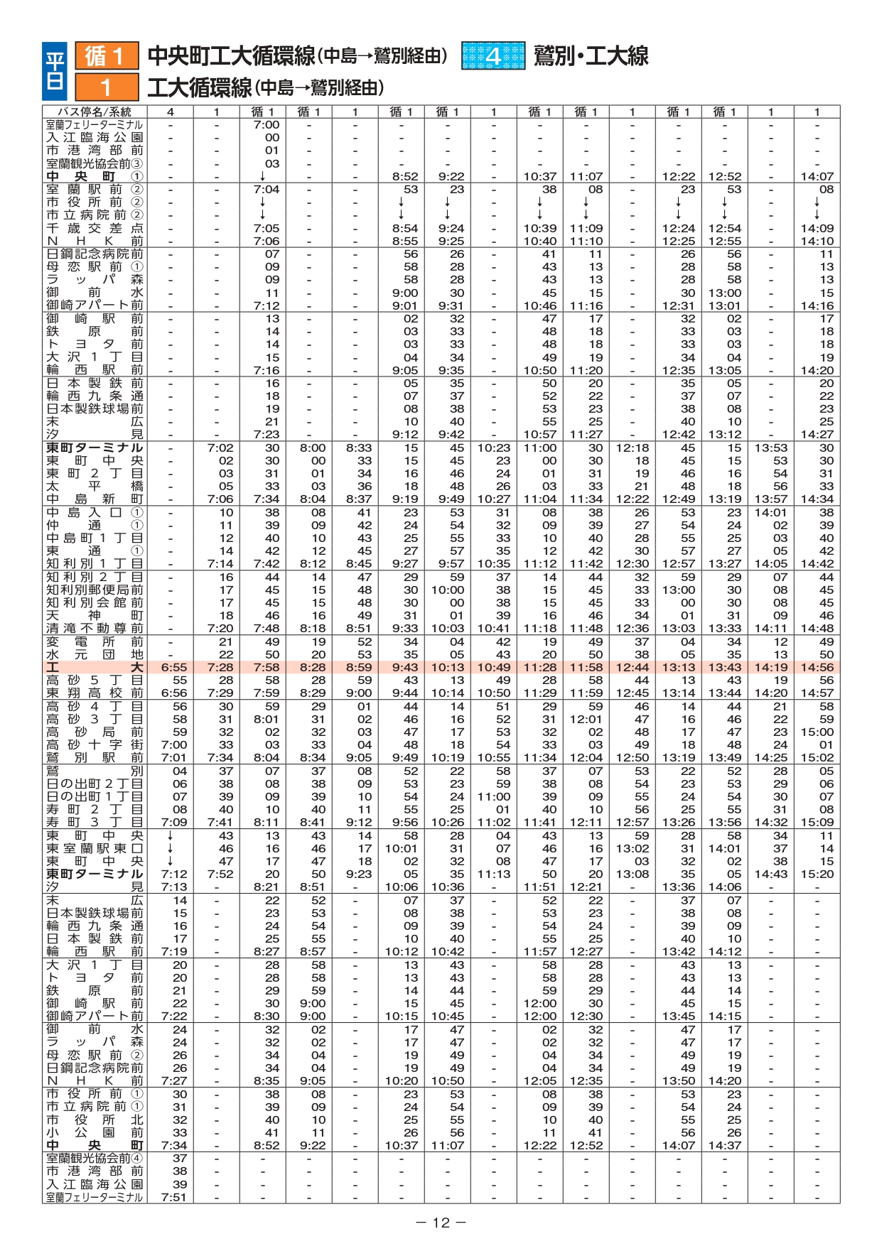 バス 時刻 表 室蘭